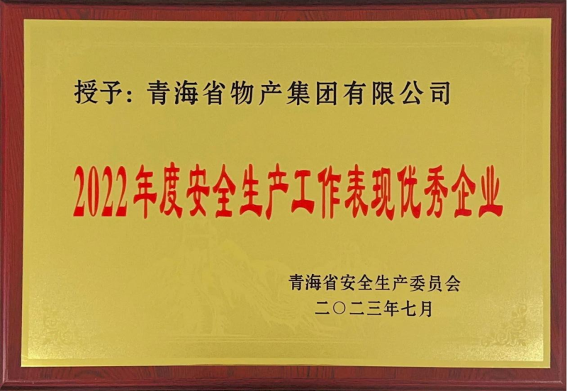 喜   報——集團榮獲青海省2022年度安全生產工作表現(xiàn)優(yōu)秀企業(yè)榮譽稱號